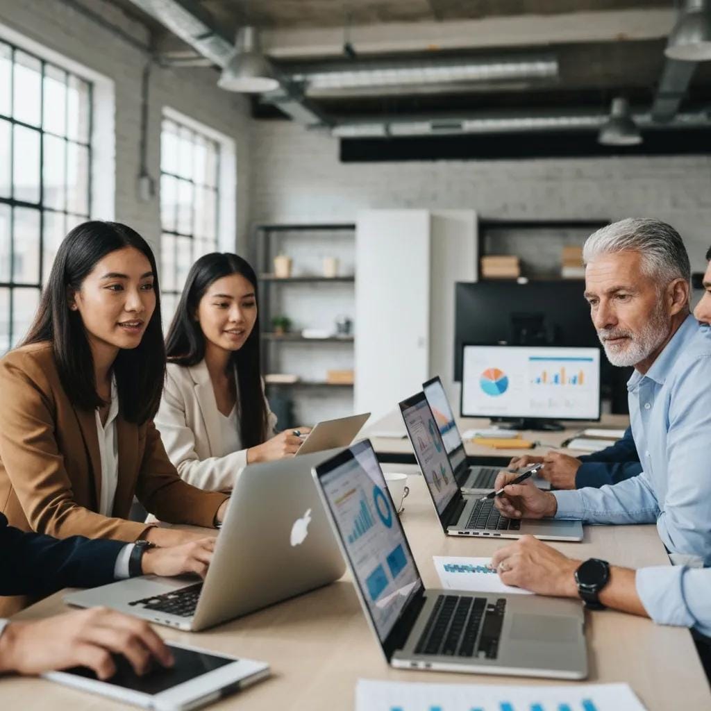 PPC campaign planning in a modern workspace with devices and campaign metrics