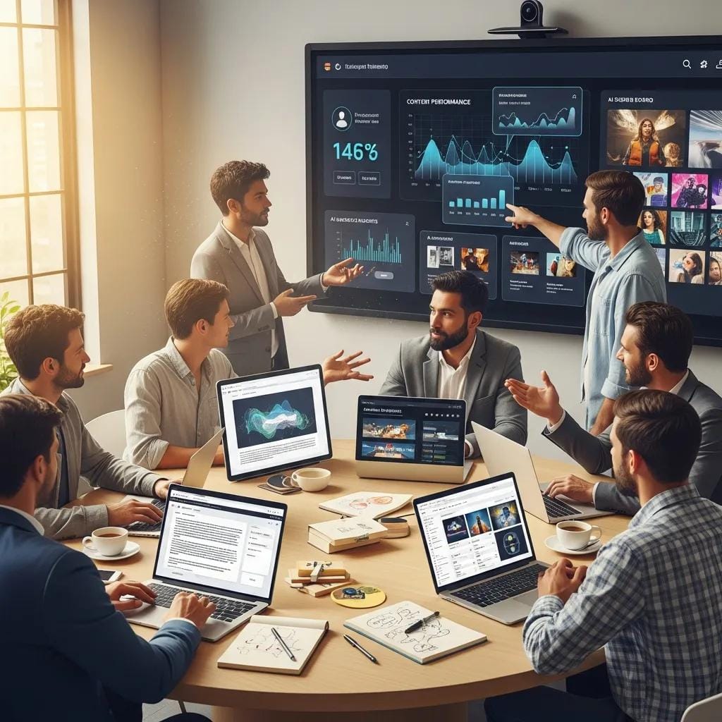 Content team using AI tools to plan and prepare assets for Google Discover